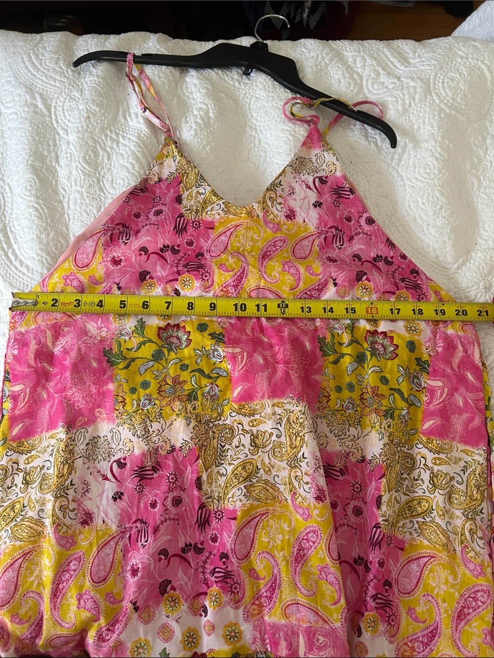 Anthropologie Peixoto Pink and Yellow Patchwork V-Neck Mini Blake Dress Size XL - Picture 10 of 12